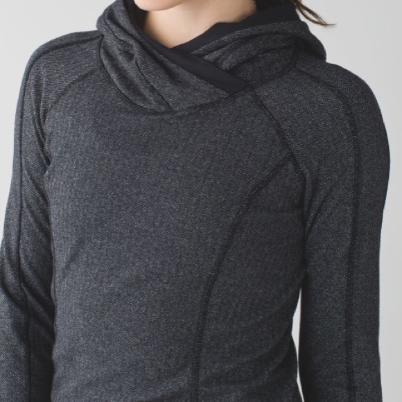 Lululemon Think Fast Hoodie Heathered Herringbone Black - Picture 4 of 16